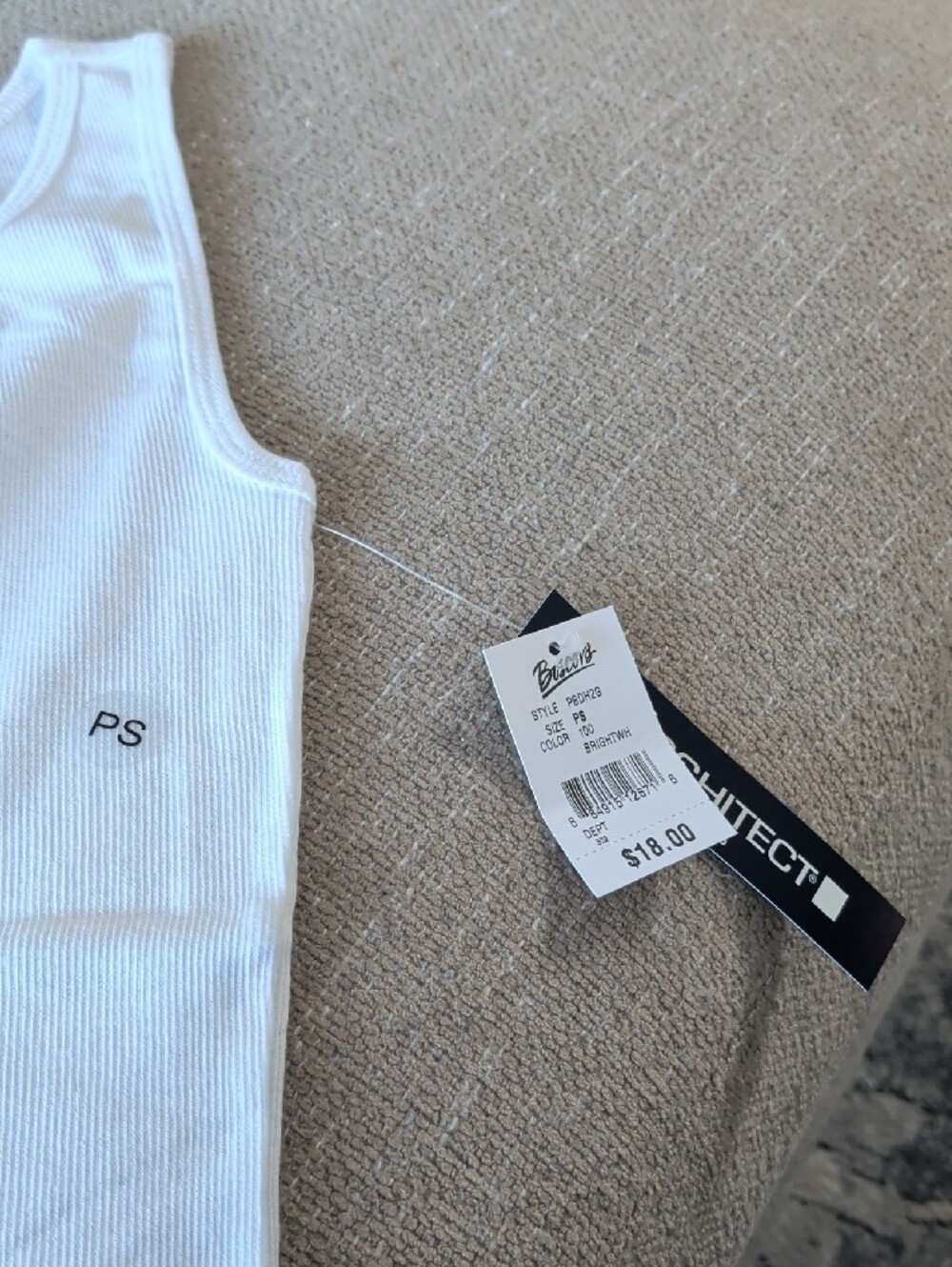 Architect White Ribbed Tank Top - Picture 2 of 2